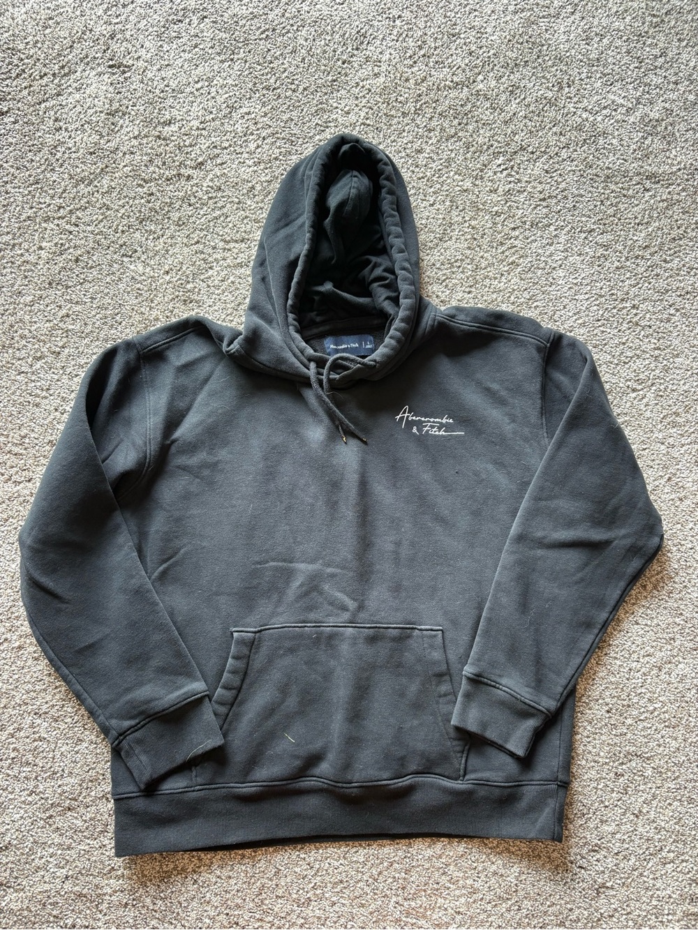 Abercrombie & Fitch Men's Charcoal Black Pullover Hoodie